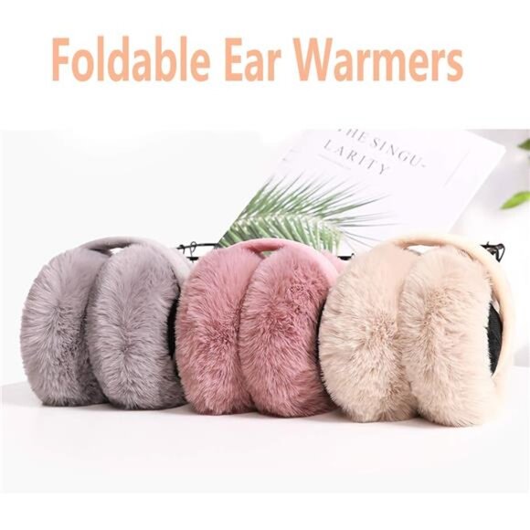 Winter Faux Fur Ear Muffs - Cute Foldable Outdoor Ear Warmers for Women - Picture 7 of 7
